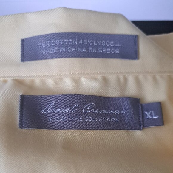 DANIEL CREMIEUX Shirt Short-Sleeve Button Front Collared Casual Yellow Mens XL - Picture 13 of 13